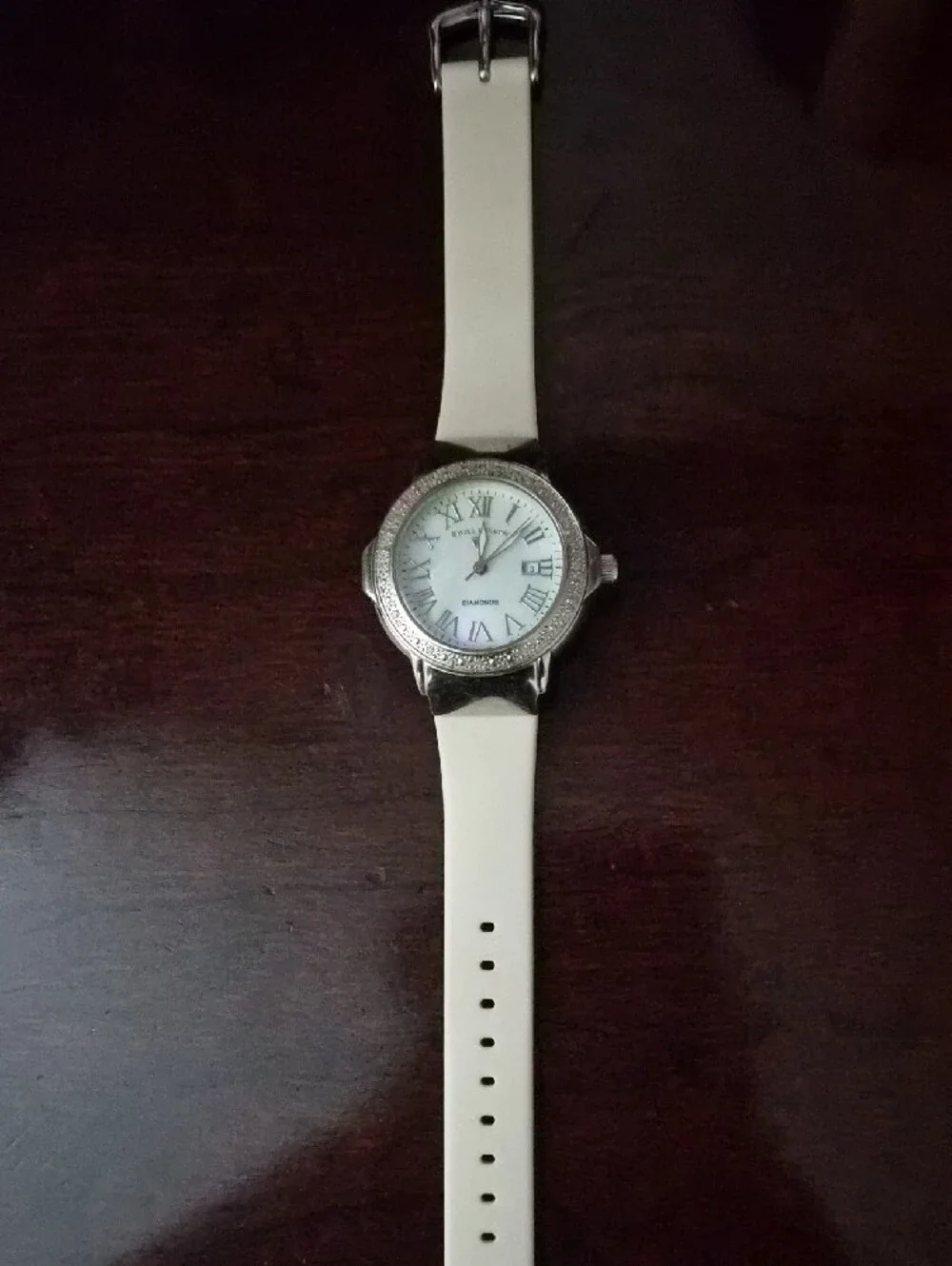 Swiss Legend White Strap Mother-of-Pearl Dial Diamond Accent Watch